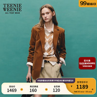 Teenie Weenie小熊秋季新款灯芯绒中长款西装外套学院风时髦休闲女 棕色 1