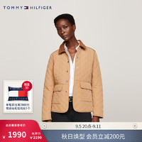 TOMMY HILFIGER24秋冬女装通勤菱形格灯芯绒翻领修身铺棉夹克43127 卡其色RBL XS