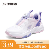 斯凯奇（Skechers）大童旋钮扣运动休闲鞋子319037L 白色/多彩色/WMLT WPR/WPR 28.5码