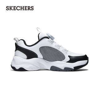 斯凯奇（Skechers）大童旋钮扣运动休闲鞋子319037L 白色/黑色/WBK 34码