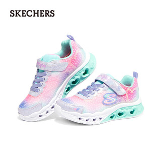 斯凯奇（Skechers）闪灯鞋魔术贴透气运动鞋302315L 薰衣草色/多彩色/LVMT 36码