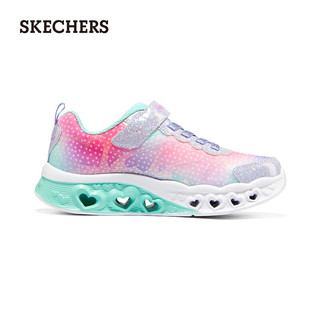 斯凯奇（Skechers）闪灯鞋魔术贴透气运动鞋302315L 薰衣草色/多彩色/LVMT 36码