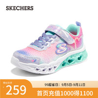 斯凯奇（Skechers）闪灯鞋魔术贴透气运动鞋302315L 薰衣草色/多彩色/LVMT 30码