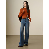 玖姿·安娜蔻【无缝一体】100%羊毛可机洗打底针织衫女2024冬季 桔黄 2XL