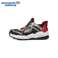 斯凯奇（Skechers）2024夏季新品童鞋男童休闲轻质舒适403842L 黑色/红色/BKRD