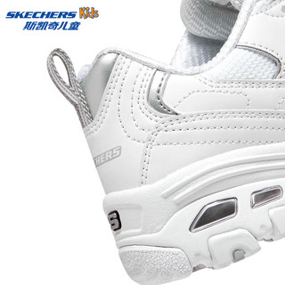 斯凯奇（Skechers）女大童鞋老爹鞋旋钮免系鞋带302577L 白色/银色/WSL 35码