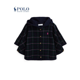 Polo Ralph Lauren 拉夫劳伦 婴童 24年秋格纹羊毛连帽斗篷RL42144 999-黑色/粉色条纹 1824M