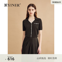 音儿（YINER）【天丝系列】YINER音儿专选2024秋季莱赛尔针织衫海鸥领上衣 深咖 42