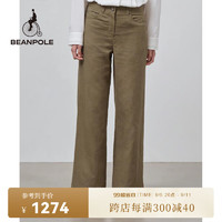 BEANPOLE 滨波 2024春夏女士简约休闲亚麻混纺仿牛仔阔腿裤 卡其色 170/74A 028