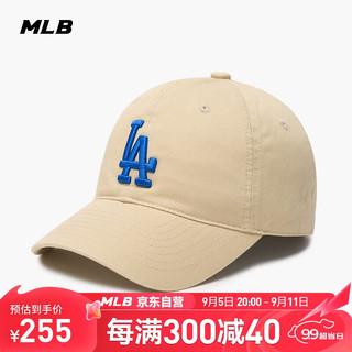 MLB 帽子男女棒球帽四季大标软顶遮阳鸭舌帽3ACP6601N-07BGS-F/米黄色