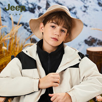 Jeep吉普童装儿童防风外套2024秋季男女童户外拼色夹克两件套 卡其1014 【单外套】 130cm 【身高125-135】