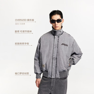 杰克·琼斯（JACK&JONES）男装衣服秋冬废土风穿搭潮流立领保暖棉服外套男短款加厚棉衣 深鸥灰E04 195/112A/XXXL