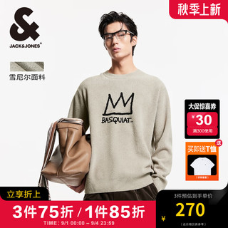 杰克·琼斯（JACK&JONES）BSQ联名秋冬宽松圆领舒适雪尼尔保暖针织衫套头毛衣男装打底衫男 E