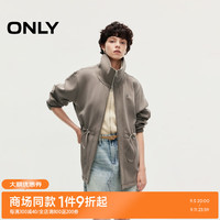 ONLY2024秋季莫代尔休闲立领字母落肩开衫卫衣女12439R023 E12 浮木灰色 160/80A/S