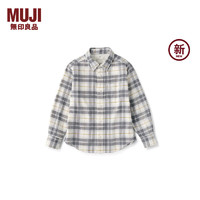 无印良品（MUJI）大童 法兰绒 长袖衬衫 儿童衬衣童装男童女童 CB1KKA4A 米白色格纹 140/68A