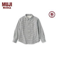 无印良品（MUJI）大童 法兰绒 长袖衬衫 儿童衬衣童装男童女童 CB1KKA4A 灰色格纹 110/56A