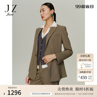 玖姿（JUZUI）优雅气质通勤西装外套女2024秋季JWDQ40102 格绿灰 2XL