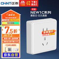 PLUS会员：正泰 NEW1-C11100A 明装开关插座面板 五孔插座