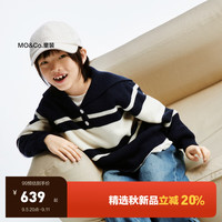 little MO&Co.含美丽诺羊毛 little moco童装24秋装男女童海军领长袖毛衣 深宝蓝色 120/60