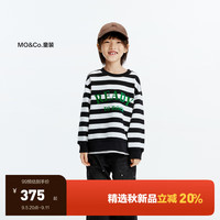 little MO&Co.little moco童装24秋装男女童纯棉条纹套头圆领长袖百搭卫衣 黑白条色 110/56