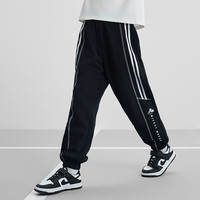 迪士尼（Disney）童装男童针织个性加绒运动长裤2024年春秋儿童时尚卫裤 碳黑 160 100