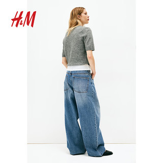 H&M2024秋季女装针织开衫1247671 混灰色 165/96