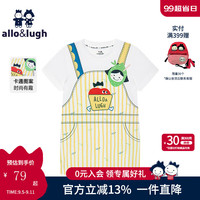allo&lugh阿路和如女童连衣裙假两件背带造型学院风直筒儿童连衣裙 黄色 90cm