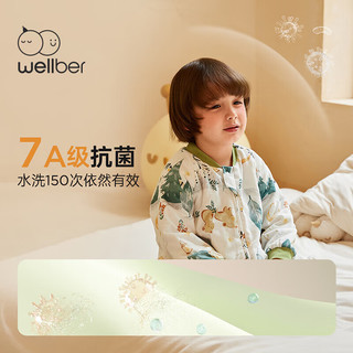 威尔贝鲁（WELLBER）婴儿睡袋儿童分腿防踢被子宝宝儿童柔软纯棉秋冬保暖抗菌厚24 月下森林(薄棉)15-20℃ L(身高90-100cm)