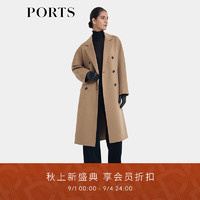 PORTS宝姿女装2024早秋新款通勤简约羊毛黑色弹力针织阔腿裤 黑色