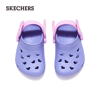 斯凯奇（Skechers）2024年夏季女童一脚蹬洞洞鞋透气308360N 薰衣草色/粉红色/LVPK 22码