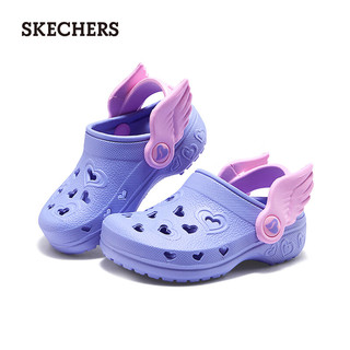 斯凯奇（Skechers）2024年夏季女童一脚蹬洞洞鞋透气308360N 薰衣草色/粉红色/LVPK 24码