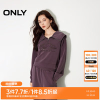 ONLY2024秋季休闲海军领字母刺绣短款长袖卫衣女12439S025 E16 葡萄干棕色 165/84A/M