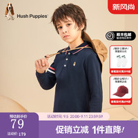 暇步士（Hush Puppies）童装儿童男女童上衣春秋款简约时尚百搭长袖POLO衫 藏蓝I款 偏薄 110cm