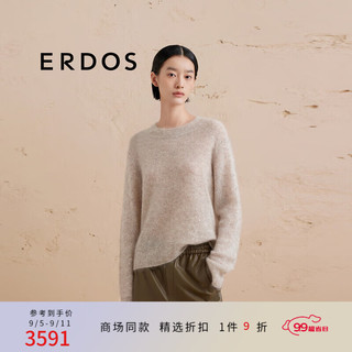 ERDOS 24秋冬新品圆领长袖星光云朵套衫微透感宽松慵懒时尚女针织衫 大地驼 1