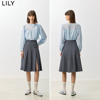 丽丽 LILY2024秋女装优雅格雷系高智感通勤A字半身裙灰色百褶裙女 501灰色 S