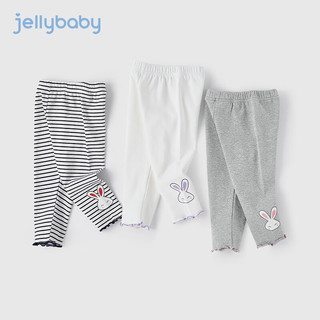 JELLYBABY【时尚印花打底裤】2024年春季春装儿童女童长裤裤子 宝蓝条纹 80