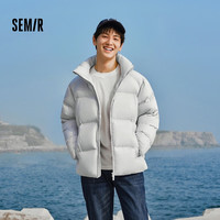 森马 羽绒服男冬加厚外套三防面包服情侣上衣 晨灰(白鸭绒)20154