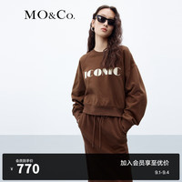 MO&Co.2024秋个性标语印花插肩袖短款宽松美式卫衣MBC3SWS001 深咖啡色 S/160