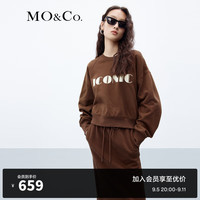 MO&Co.2024秋个性标语印花插肩袖短款宽松美式卫衣MBC3SWS001 深咖啡色 XS/155