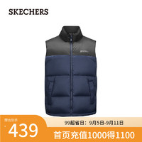 斯凯奇（Skechers）男款立领梭织羽绒背心撞色设计L424M112 藏青色/002Z M