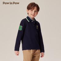 PawinPaw卡通小熊童装2024年秋冬新款男童长袖翻领长袖T恤