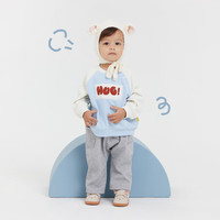 papa【糯米棉】爬爬秋男女宝宝卫衣贴布绣婴儿衣服插肩袖圆领 蓝色 110cm