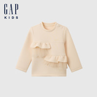 Gap【大小童同款】女童2024秋季空气层拼接卫衣儿童装642620 米色 90cm(1-2岁) 亚洲尺码