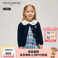 Teenie Weenie Kids小熊童装24秋女宝花边圆领山羊绒开衫毛衣 藏青色 120cm