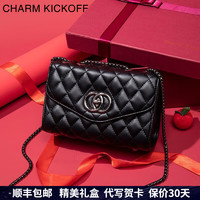 Charm Kickoff CK品牌奢侈包包女包2024单肩斜挎包 黑色 礼盒装