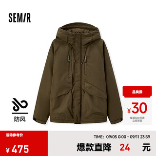 森马（Semir）防护外套|棉服2024冬季防水防油防污防风外套宽松 焦糖棕51138 160/80A/XS