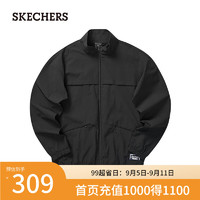 斯凯奇（Skechers）时尚男梭织外套户外防晒休闲长袖宽松L223M080 碳黑/0018 M