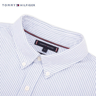 TOMMY HILFIGER【范丞丞同款】 24秋冬男纯棉牛津纺商务条纹长袖衬衫38597 浅蓝白条纹0A4 M （：135-150斤）