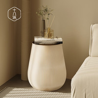 十八纸沙发边几小茶几简约边柜现代移动桌几轻奢客厅卧室床头桌子 B款鼓浪茶几 白色配透明石纹面板