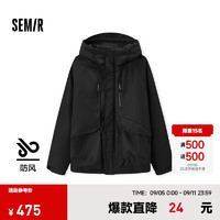 森马（Semir）防护外套|棉服2024冬季防水防油防污防风外套宽松 黑色90001 160/80A/XS